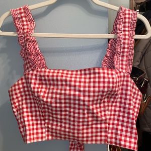 Gingham tie crop top